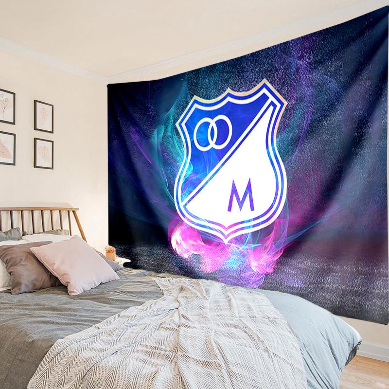 Blue And White Shield Millonarios Tapestry, Unique Design Tapestry, Wall Decor for Bedroom,Livingroom, Playroom,Heartwarming Fan Holiday Gifts