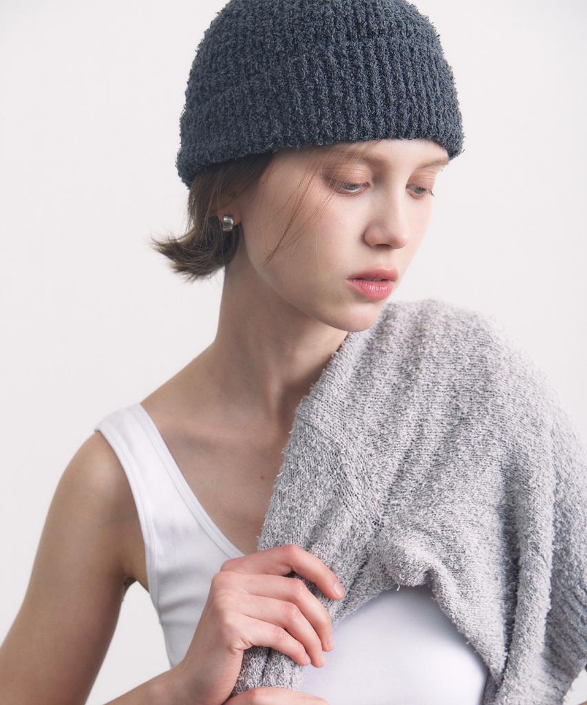 Tobaseu Pigtail Cotton Beanie (Charcoal)