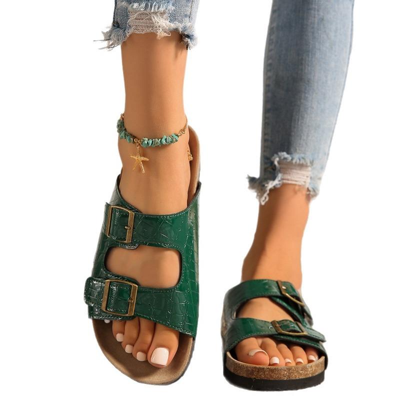 Slippers Women's Spring Summer New Products Women's Cool Slippers Large Size Buckle Lazy One Pedal Platform Beach Shoes Tide