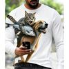Men's Funny Animal Crew Neck Long Sleeve T-Shirt, Novelty Graphic Casual Streetwear Long Sleeve Tops