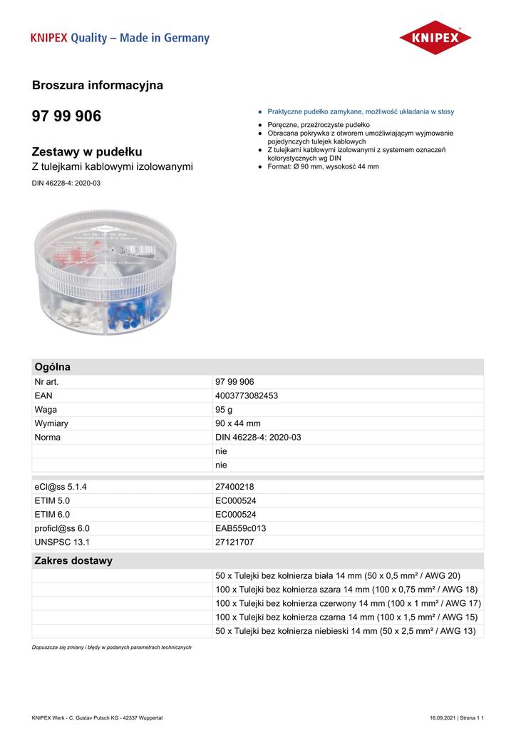 CABLE TERMINALS SET 400 PCS - KN 97 99 906