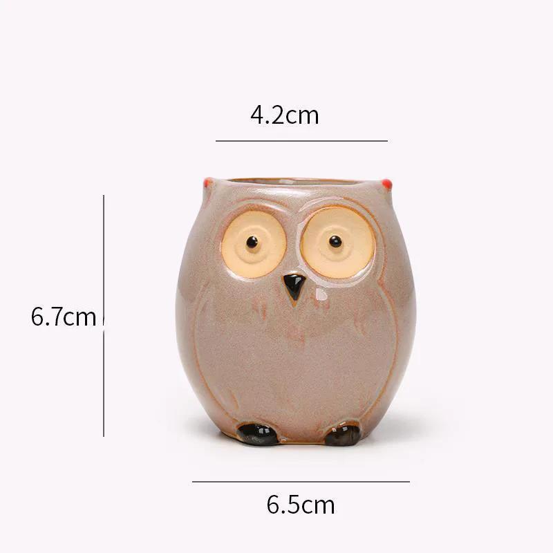 Ceramic Owl Flower Pot Cute Animal Thumb Flower Pot Mini Succulent Cactus Flowerpot Home Living Room Office Decoration Gifts