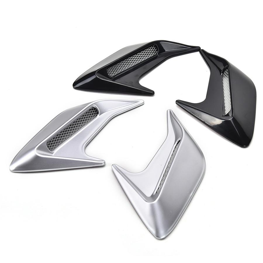 2PCS DIY Shark fins Car Body Side Air Flow Vent Grille Decorative Stickers Kits