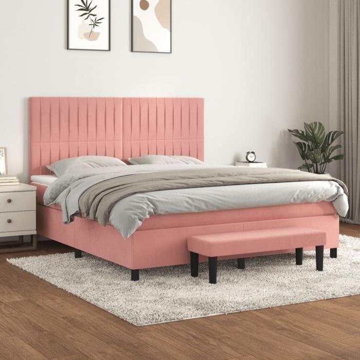 3137976 vidaXL Divan Bed with Mattress Pink 160x200 Cm Velvet