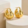 Irregular Geometric Hoop Earrings Stainless Steel Gold Plated Thick Abstract Hollow Lightweight Jewelry Non-Tarnish