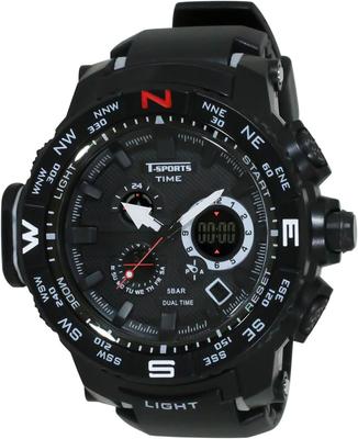 Klefer Men's Digital-Analog Watch, Waterproof, Stopwatch, Urethane Strap, Black, TS-AD096-BK