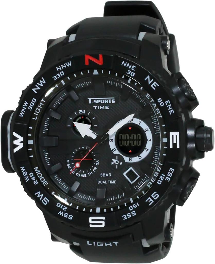 [Clefa] Digiana Men's Waterproof Stopwatch Urethane Belt Black TS-AD096-BK