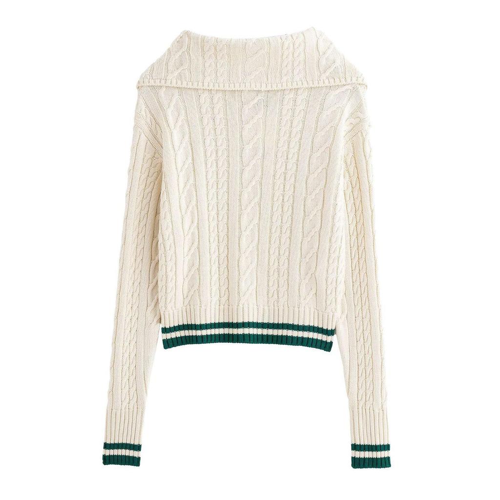 TAOP&ZA Women's Turn-Down Collar Pullover & Pleated Mini Skirt Set