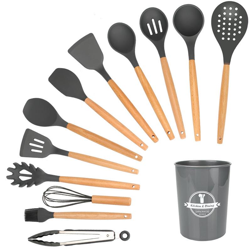 Kitchen Essentials Advanced Silicone Kitchenware Set With Tweezers, Spatula, Spoon, And Oil Scraper Cooking Utensils Appliances