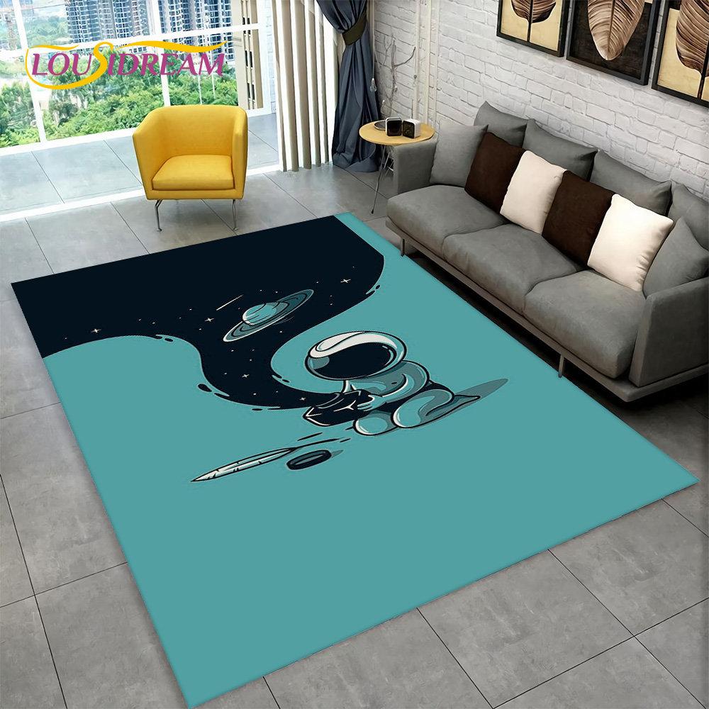 Dywan 3D Cartoon Astronaut Space Area, dywanik do domu, salonu, sypialni dziecięcej, sofy, wycieraczki, dekoracja, antypoślizgowa mata podłogowa dla dzieci