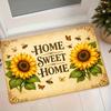 1pc Flannel Mat Sunflower Bee Butterfly Vintage Print Entrance Door Mat, Bathroom Bedroom Kitchen Non-Slip Water-Absorbing Decorative Mat HOME SWEET H