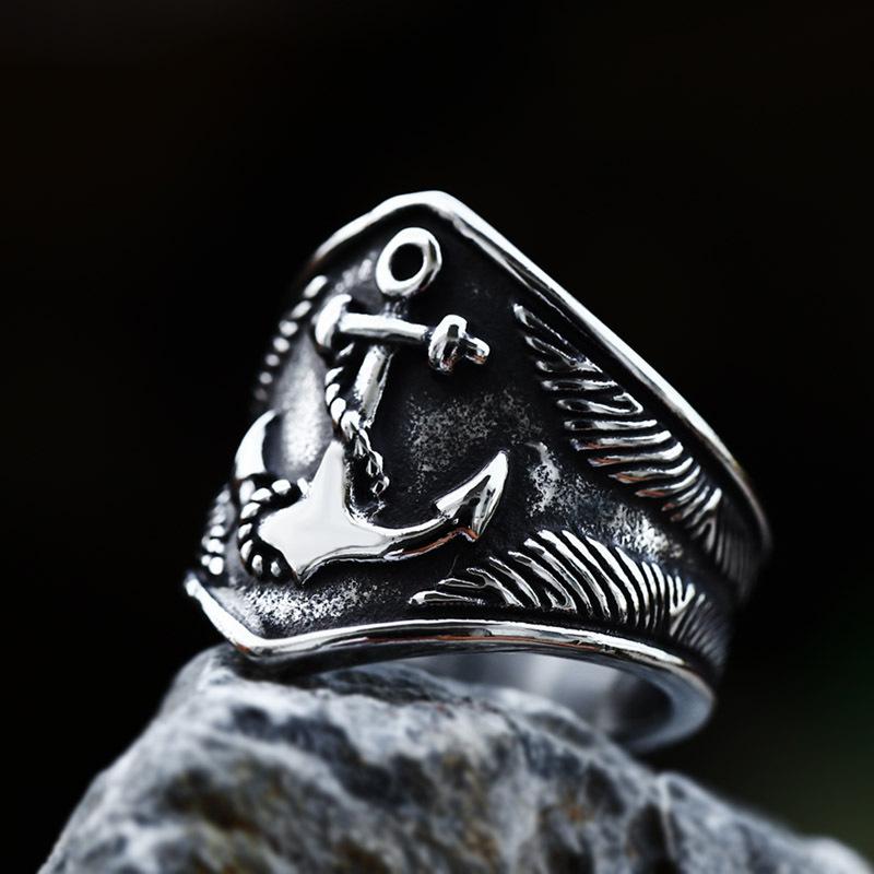 Vintage Anchor Lighthouse Ocean Sailor Ship Viking Rings Men Women Stainless Steel Ring Punk Rock Fashion Jewelry Dropshipping