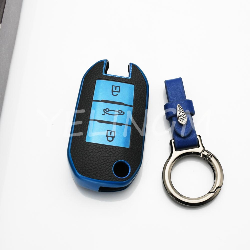 Car Key Case For Citroen C3 C5 Cactus Berlingo For Peugeot 3008 2008 208 508 408 308 T9 4008 5008 Keychain Car Accessories