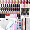 PHOENIXY Gel Nail Polish Varnish Kit with 36W Nail Dryer Lamp Poly Extension Gel Nail Art Manicure Tools Soak-off UV LED Gel Set