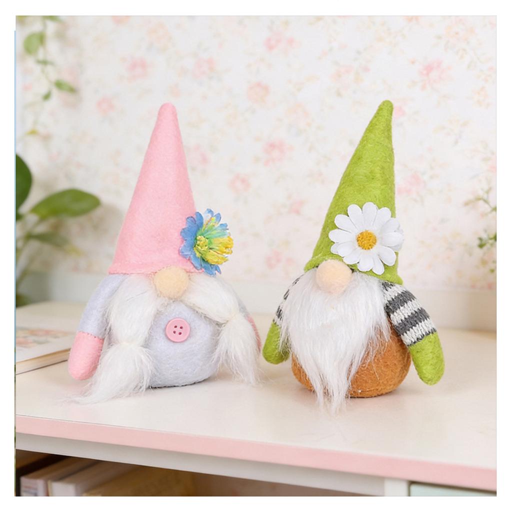 Cute Little Flower-Patterned Decorative Figurines, Dwarf Plush Dolls, Faceless Old Man Figurines