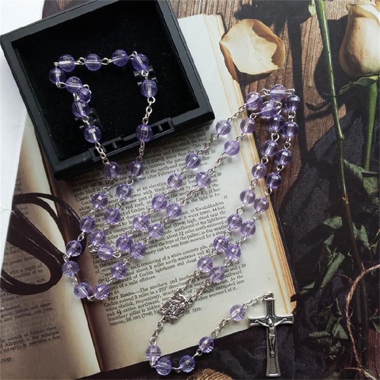 Plastic Rosary Necklace Santa Mary Prayer Necklace Christian for Cross Necklace