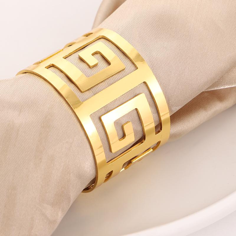 Anello portatovaglioli in metallo in stile western creativo con design del carattere Hui non in acciaio inossidabile – Ispessito e anti-perdita.