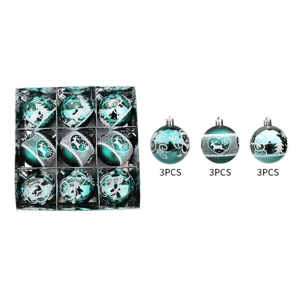 9pcs Plastic Hanging Bauble Ornament Electroplated Xmas Tree Hanging Ornament  Christmas Tree Wreath