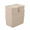 Iris Ohyama Storage Box with Lid, 45cm Wide x 29cm Deep x 13cm High, Stackable Storage Case with Lid, Pink Beige, for Storing Clothes, Toys, Cosmetics