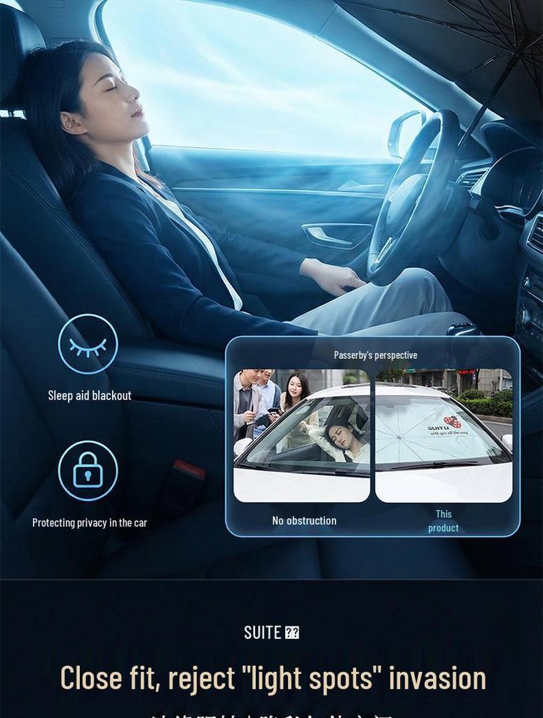 Car Sunshade Umbrella: Silver-Coated Heat Insulation & Anti-Glare Front Windshield Protector