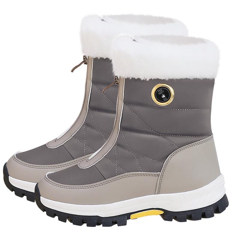 Rechargeable Electric Heated Wool Snow Boots for Women - Warm Cotton Shoes with Heating Insoles.