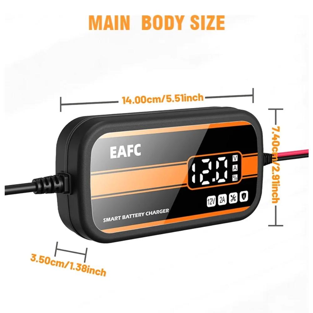 Chargeur de Batterie de Voiture 12V 2A Portable avec Affichage Numérique Charge Rapide Accessoires de Voiture Outil de Réparation d'Impulsion pour Moto Camion Auto
