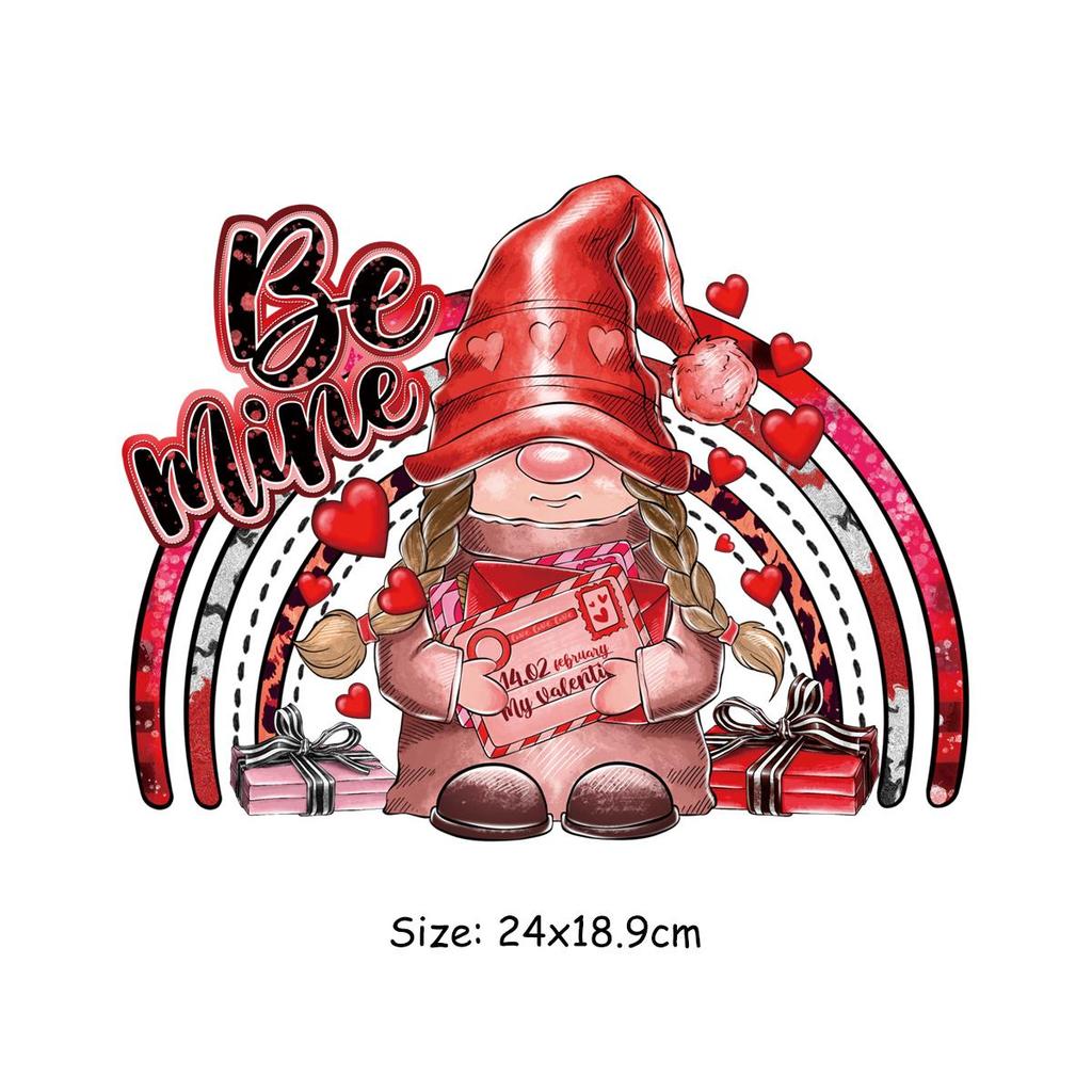 Letter Patch For Clothes Valentine Gnome Parches Ropa Clothes Stickers T-Shirt Heat Press Appliqued Hoodies Diy Patches Decals