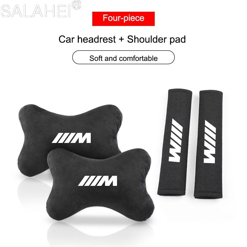 Car Headrest Rest Neck Pillow Cushion Seat Belt Shoulder Pad For BMW M E46 E90 E60 F10 F30 E39 E36 E87 G30 E92 Accessory sticker ysdn68