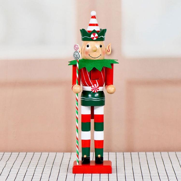 Wood Elf Nutcrackers with Candy Canes Designs Christmas Tabletop Tiered Tray Figurine for Collectors Ornament Gift