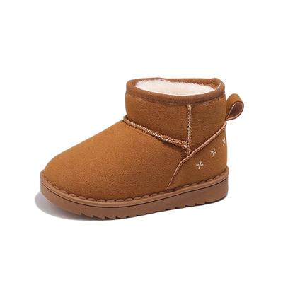 Children Snow Boots for Boys Girls Fashion Classic Kids Thermal Warm Ankle Boots Thick Plush Suede Flock Fabric Winter New Style