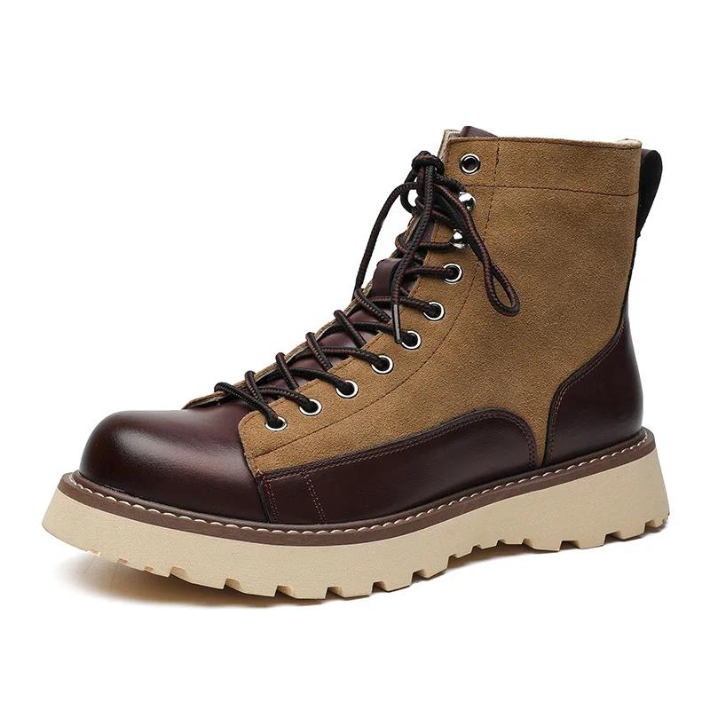 

Модные полуботинки пустынного типа в среднебританском стиле для мужчин, сочетающиеся по цвету, дизайнерские ботинки на платформе из коровьей кожи, мужские модные повседневные ботильоны на щиколотке, осень-зима 38 золотой