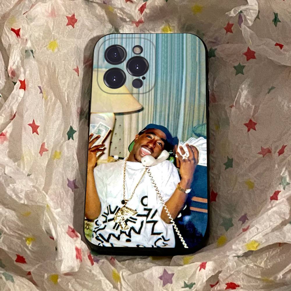 Rapper 2Pac Singer Tupac Square Matte Silicone Case For Iphone17 Air 16 15 14 13 12 11 Pro Max Plus Matte Basic Cover Case