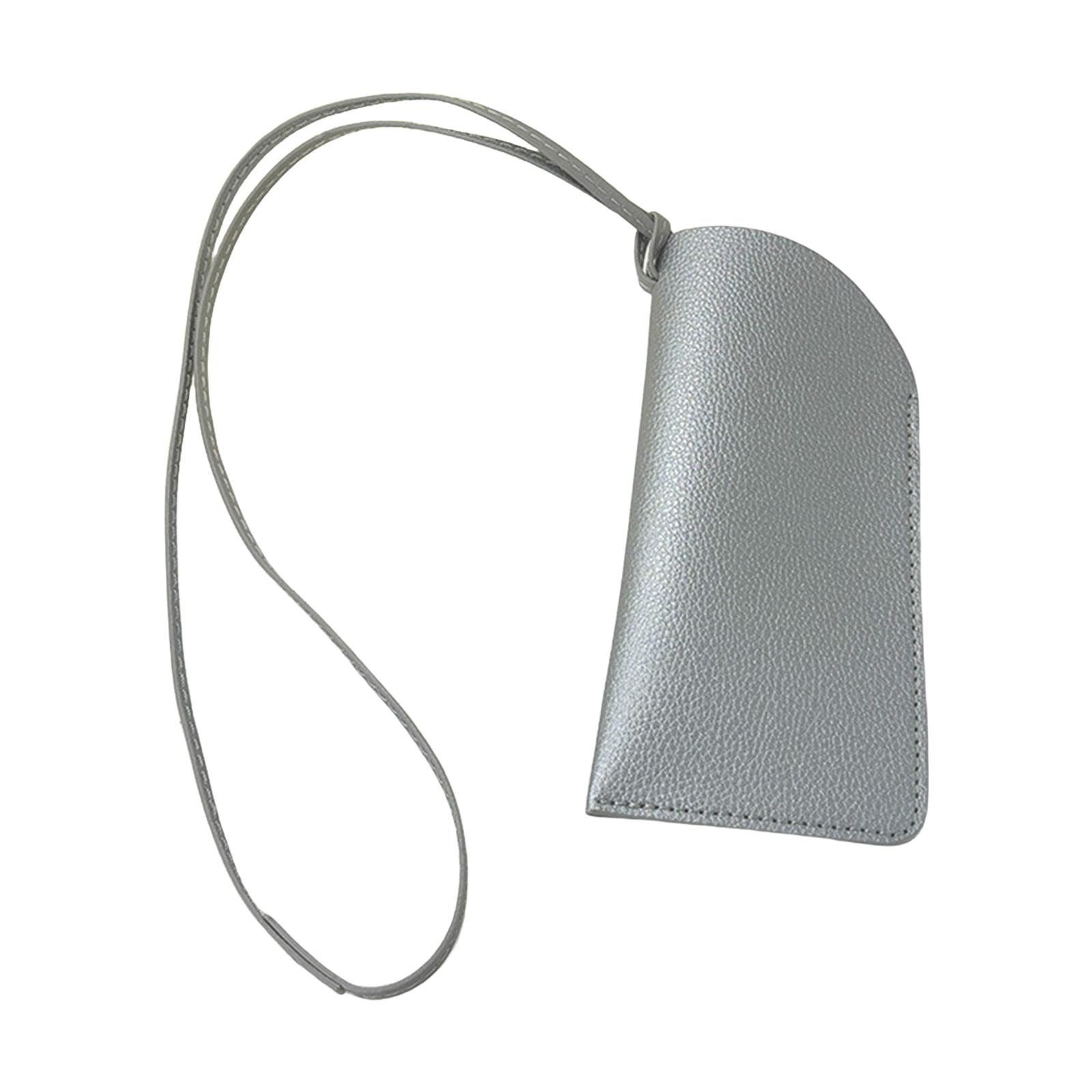 

Портативный тонкий чехол для очков, мягкая сумка для солнцезащитных очков, модный аксессуар для модных мужчин и женщин со шнурком-ожерельем серебряный