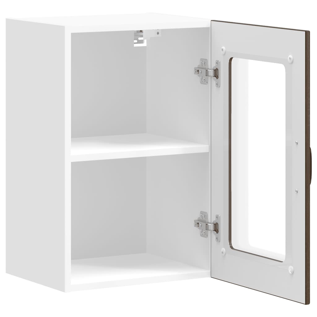 Kitchen Wall Cabinet with Glass Doors Lucca Brown Oak