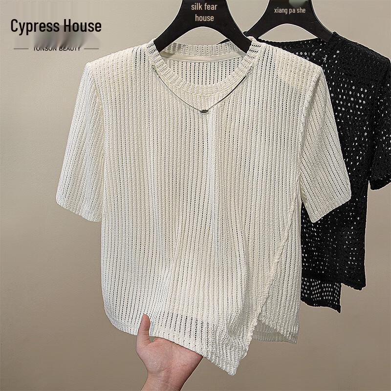 Sibaishe Women s Hollow Out Draped T-Shirt S