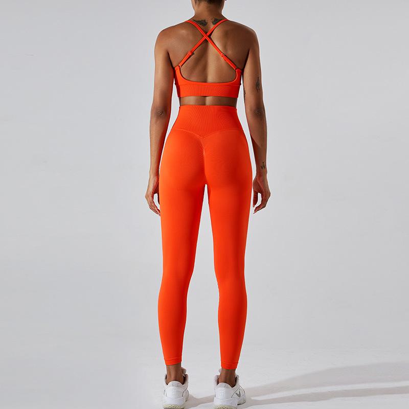 New Fitness Suit Set For Women, Sexy Peach Yoga Tight And Quick Drying Yoga Exercise Set
