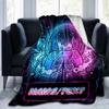 1PC Custom Name Gamer Neon Vibes flannel blanket versatile,all-season throw suitable for the living room,bedroom,camping,travel,and gift