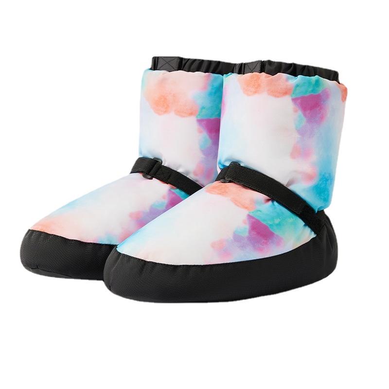 

Женские утепленные тапочки-ботинки для танцев с ремешком на липучке, исключительно теплая подошва из ПВХ, зимняя тренировочная обувь для тренировок XS