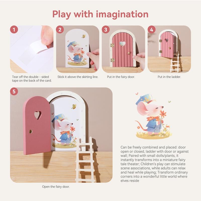 Baby Room Fairy Cottage Wooden Miniature Dollhouse The Elf's Fairy Door Decorations Montessori Toys Elf Craft Decoration Gift