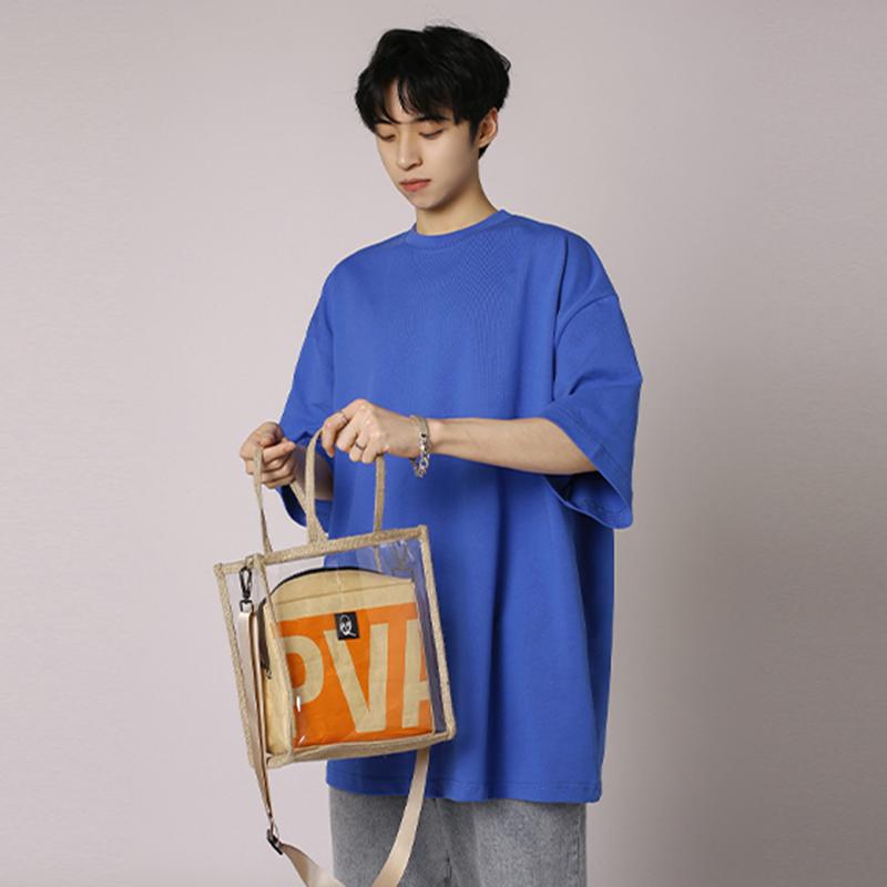 IELGY Solid Color Loose Short-sleeved T-shirt Base Men