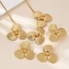 1 set of simple three-dimensional flower stud earrings necklace ring set women's fashion versatile personalized jewelry