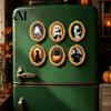 Kitchen Refrigerator Magnet 1/6Pcs Halloween Retro Frame Magnet, Wooden Fridge Seasonal Magnets Decor Decoration, Memo Note Holder for Holiday