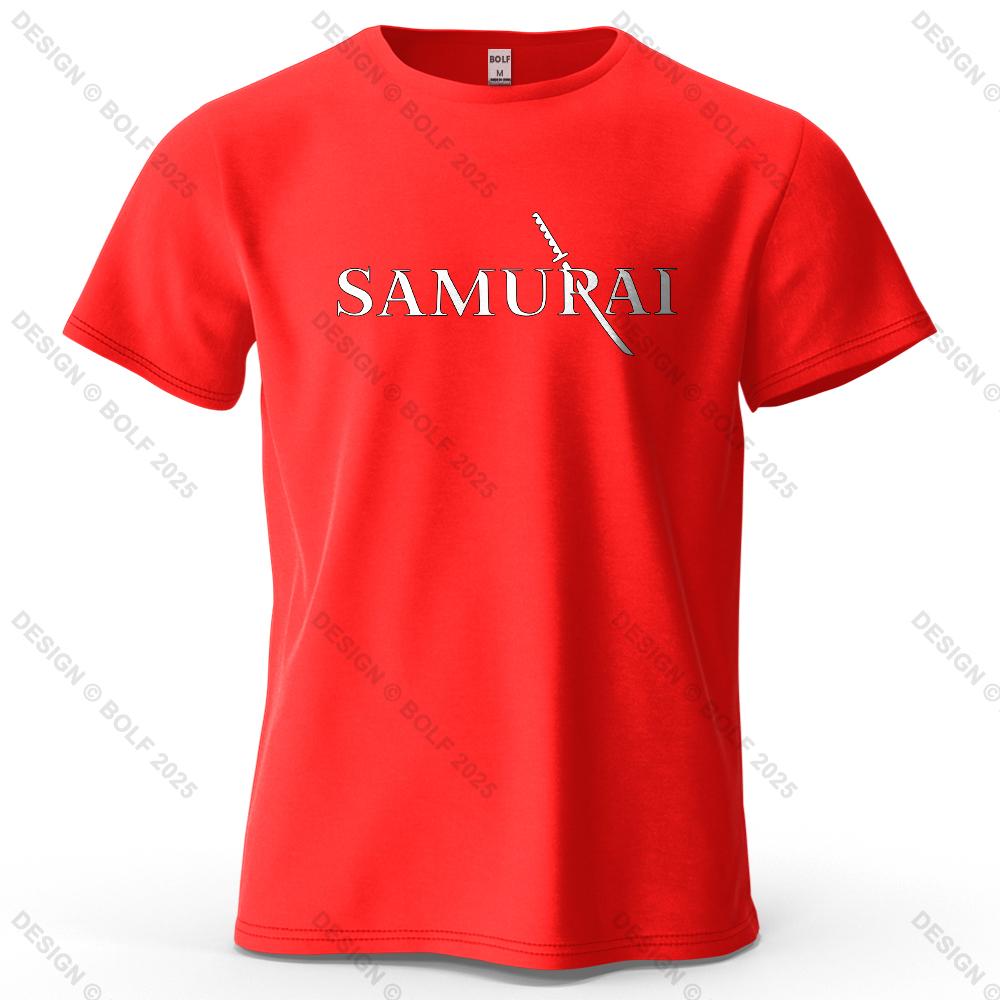Samurai Sword Sharp Printed Men's T-Shirt 100% Cotton Oversized Martial Arts Fashion Graphic Tees for Women Tops Tees Streetwear