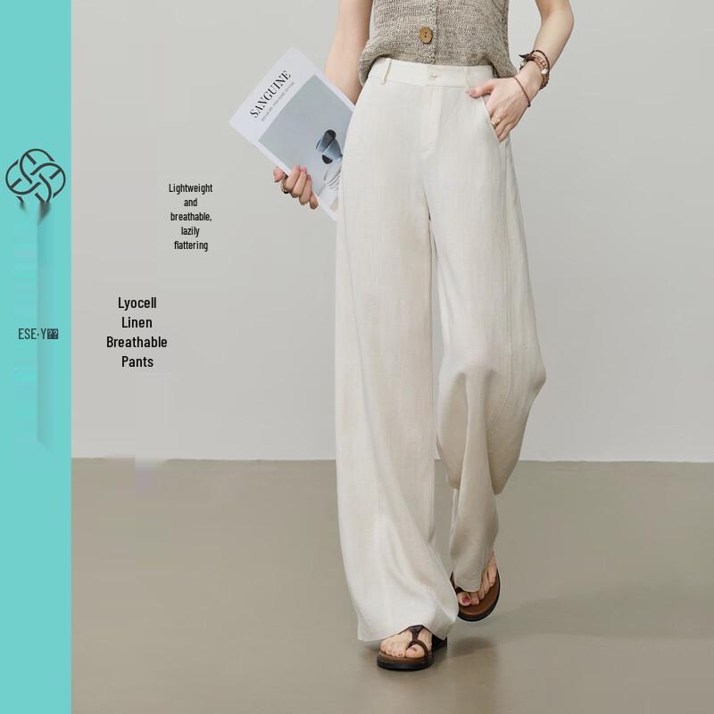 ESE-Y Women s Relaxed Lyocell Linen Wide-Leg Pants 28S