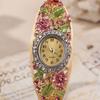 Rhinestone Bracelet Ladies Wristwatch Round Dial Quartz Watch Vintage  Watch  Elegant Wear