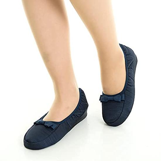 Kirsch Blute Portable Slippers with Room Grosgrain and Mini 3.5cm Heels, Shoes, Navy, Ribbon, KS35C-NS20 (L)