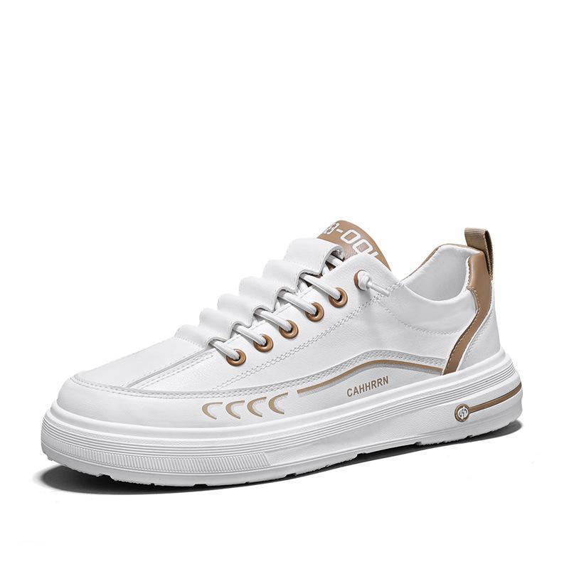 

Leather low-top breathable men s shoes spring and autumn new men s foot cover lazy little white shoes casual sports thick baseplate shoes 39