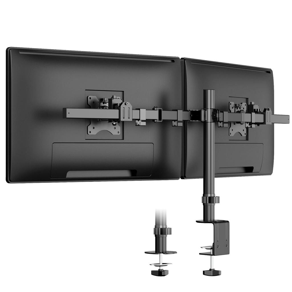 WORLDLIFT Dual Monitor Compatible with inch VESA Slide Dual Display 9kg Load Capacity per Grommet Clamp VESA Arm, 24-38 Monitors, Adjustable, Type,