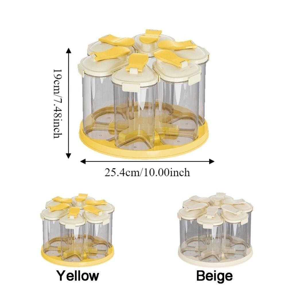 Sealed 6 Grids Grain Storage Box Food Grade Rotating Rice Container Grain Dispenser  Kitchen Use