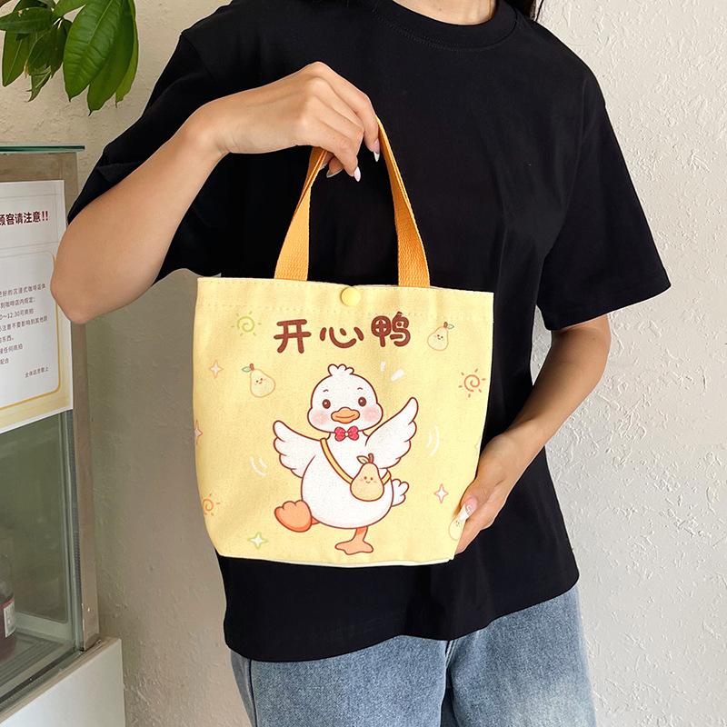 Cartoon Canvas Tote Bag for Kids, Birthday Party Favors Gift Pouch, Wedding Candy Bag, Festival Giveaway Handbag CLE